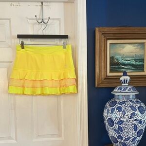 NWOT Sofibella Yellow & Orange Polyester & Spandex Ruffled Athletic Tennis Skort